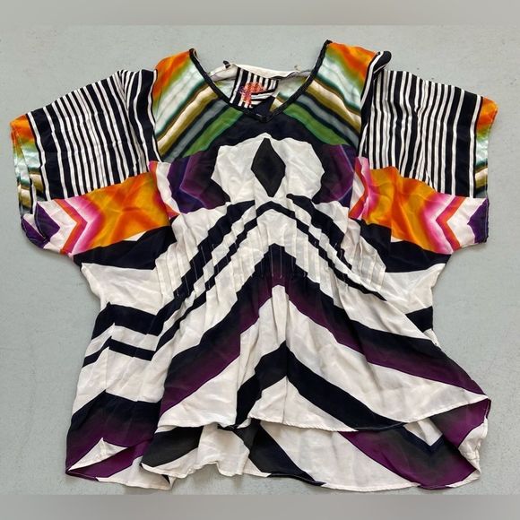 ROBERT GRAHAM GORGEOUS SILK TUNIC TOP SZ L VS - Picture 1 of 6